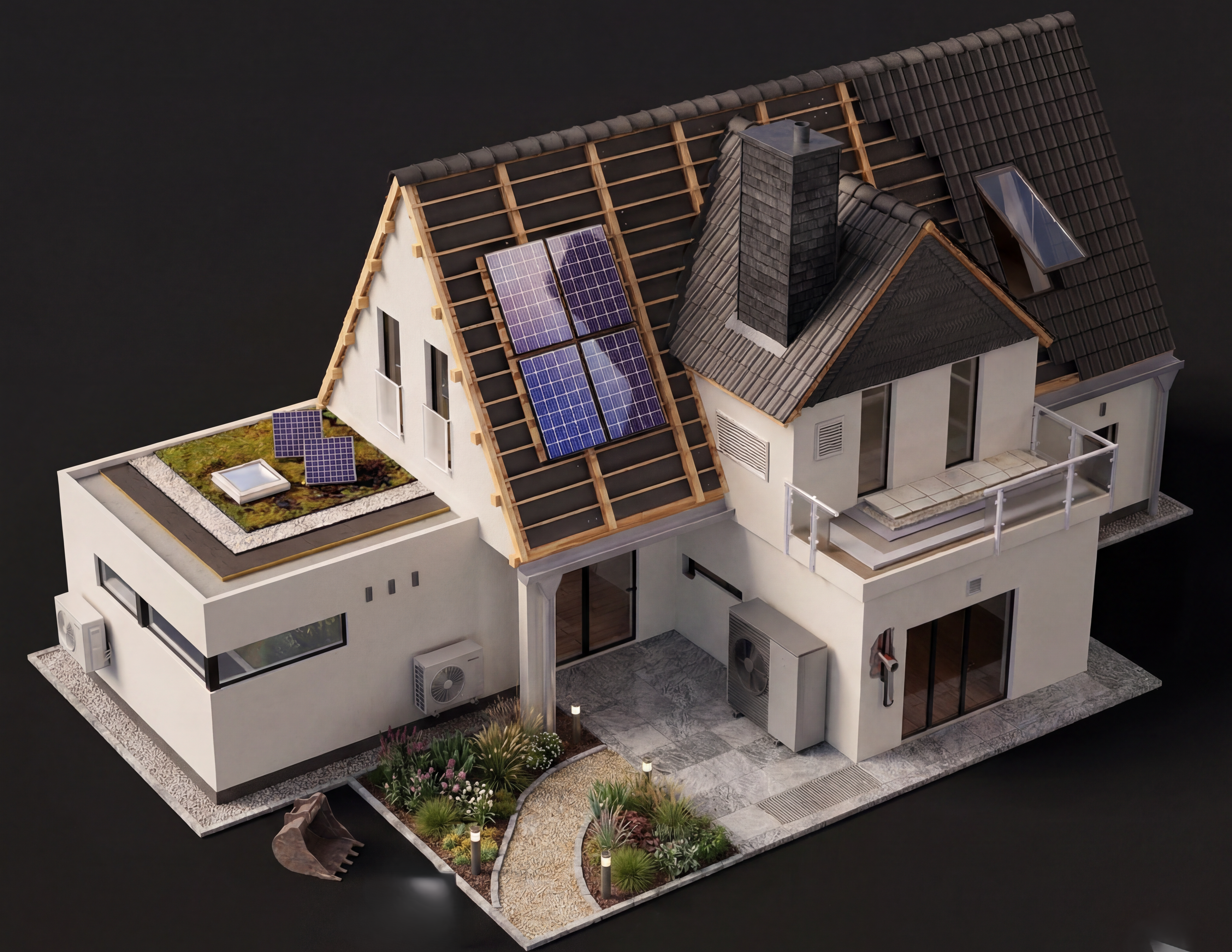 Modernes Einfamilienhaus mit Gründach und Solaranlage – Handwerker Peikert Groß-Bieberau